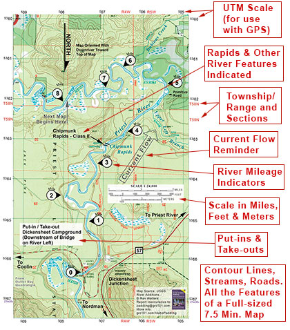 Sample Paddling Map & Features - North Idaho
