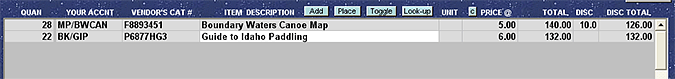 If the Item you are ordering is inventoried in the main AnyBook / AnyOrder program, you can find out how many are left in inventory.  You can do this while working in AnyPO.  Place you cursor in the Item row and press CTRL+J.