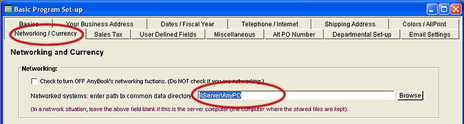 This is where you enter the path to the AnyPO directory on the server (or computer you are using for the server).  The AnyPO directory on the server is called the "Common Data Directory."  Be sure to follow the network set-up directions (use the link above).